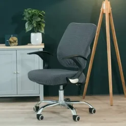 Strækbart Slipcover kontorstolsbetræk drejelig kontorstol drejestol, grå