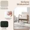 Stue Lounge stol, polstret, træ armlæn, beige