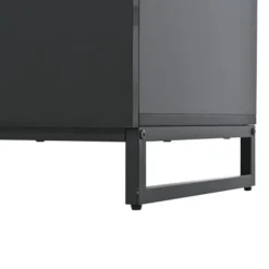 Stue skænk 140x39,5x78,5 cm, kommode med 6 skuffer, 3 metalben, højglans hvid & sort, høj belastningskapacitet Black