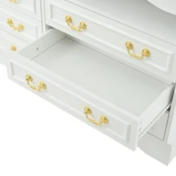 Stueskab 120x40x70 cm med 6 rum & LED - Halvåben opbevaringsplads, hvid White