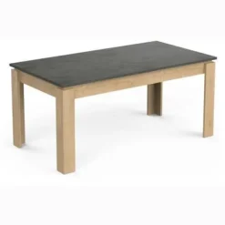 Stuesæt - AUSTIN - Spisebord 170x90 cm - Vitrine - 2-dørs skænk - Hamilton eg og grå Hamilton Ek/trottoar