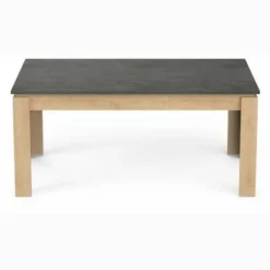 Stuesæt - AUSTIN - Spisebord 170x90 cm - Vitrine - 2-dørs skænk - Hamilton eg og grå Hamilton Ek/trottoar