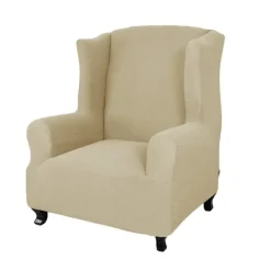 Super Stretch Wingback Stol Betræk 1-delt Blød Spandex Jacquard Wing Stol Betræk Stue Betræk til Wingback Stole med Skumstænger
