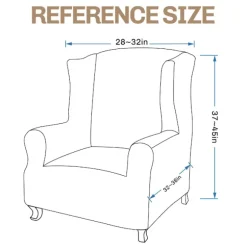 Super Stretch Wingback Stol Betræk 1-delt Blød Spandex Jacquard Wing Stol Betræk Stue Betræk til Wingback Stole med Skumstænger