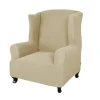 Super Stretch Wingback Stol Betræk 1-delt Blød Spandex Jacquard Wing Stol Betræk Stue Betræk til Wingback Stole med Skumstænger
