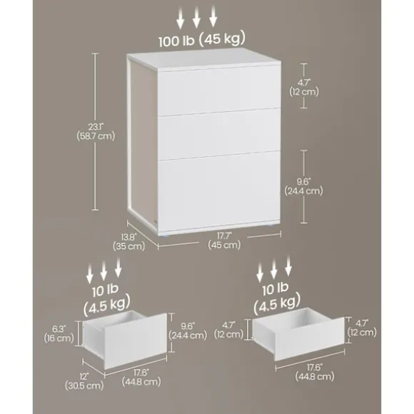 Superhurtig Montering Uden Værktøj, Natbord, 3 Opbevaringsskuffer, Sidebord, Cappuccino Beige