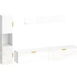 Svævende TV-bord med klapdøre, 180 cm, blank hvid