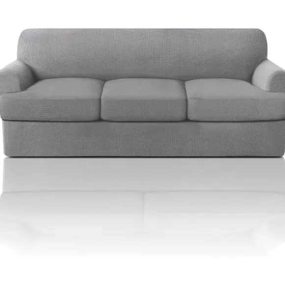 T Hynde Sofabetræk 4 Dele Sofabetræk til T Hynde Sofa Bløde Sofabetræk Møbelbeskytter med 3 Individuelle T Form Sædebetræk Light Gray 2 cushion sofa | Fyndiq
