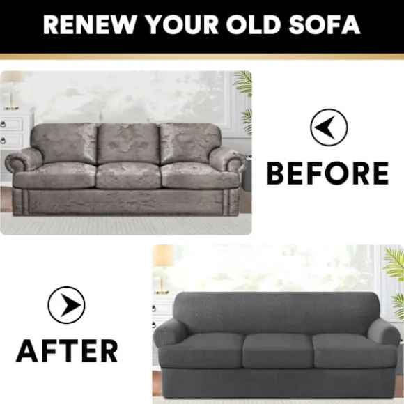 T Hynde Sofabetræk 4 Dele Sofabetræk til T Hynde Sofa Bløde Sofabetræk Møbelbeskytter med 3 Individuelle T Form Sædebetræk Light Gray 2 cushion sofa | Fyndiq