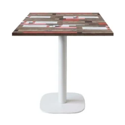 Tabel 70 x 70 cm - model Round fod hvid redden træ Flerfärgad