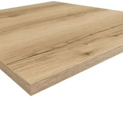 Tabel 70 x 70 cm - model Rund hvid fod egetræ delano brun