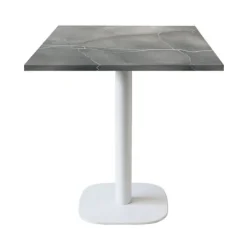 Tabel 70 x 70 cm - model Rund hvid fod blå måne Grå