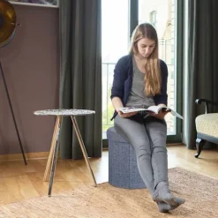 Taburet med opbevaringsplads str. L rund