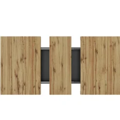 Teleskopisk spisebord 110-140x80cm, udtrækkeligt og sammenklappeligt, med PE rattan døre, til 4-6 personer, pladsbesparende Black + Natural