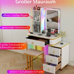 Toiletbord med 7 dynamiske og 7 statiske dæmpbare LED-belysning toiletbord hvid
