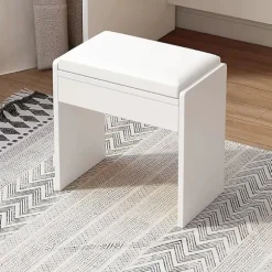 Toiletbordsskammer Enkel Skammel Behagelig Polstret Makeup Skammel 34 x 22 x 34 cm til Soveværelse Makeup
