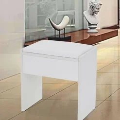 Toiletbordsskammer Enkel Skammel Behagelig Polstret Makeup Skammel 34 x 22 x 34 cm til Soveværelse Makeup