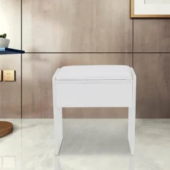 Toiletbordsskammer Enkel Skammel Behagelig Polstret Makeup Skammel 34 x 22 x 34 cm til Soveværelse Makeup