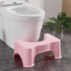 Toiletstol til husholdningsbrug Skammel Badeværelse Skridsikker plastikskammel til børn og ældre Ty Pink