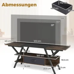 65-tommer TV-bord med LED-lys og opbevaring