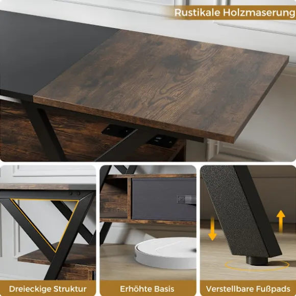 65-tommer TV-bord med LED-lys og opbevaring