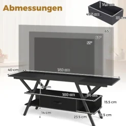65-tommer TV-bord med LED-lys og stikkontakter