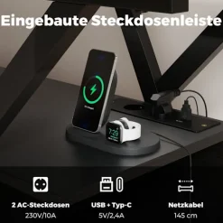 65-tommer TV-bord med LED-lys og stikkontakter