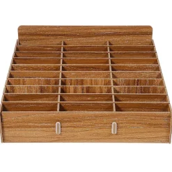 Træ 30-gitter Mobiltelefon Opbevaringsboks Desktop Mobiltelefon Holder Organizer