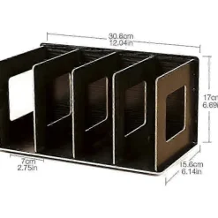 Træ Opbevaringsreol til CD'er DVD'er Bøger, Foldbar Organizer Hylde 30,5x15x17cm (FMY) black