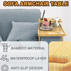 Træ Sofaer Armlænbakke, Skånsomt Design for Knive, Miljøvenligt Materiale, Ideel til Sofakopholder og Fjernbetjening eller Telefonholder, Unik