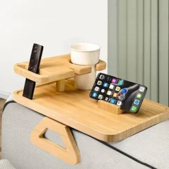 Træ Sofaer Armlænbakke, Skånsomt Design for Knive, Miljøvenligt Materiale, Ideel til Sofakopholder og Fjernbetjening eller Telefonholder, Unik