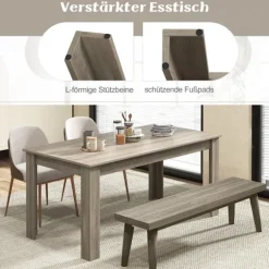 Træ spisebord 160 x 80 cm stort bord rektangulært køkkenbord spisebord natur