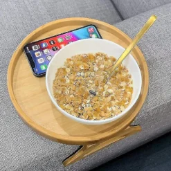 Træarmlæn Clips-on Bord Sofa Organizer Bakke Til Snacks Elektronik K