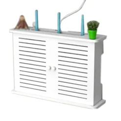 Trådløs Wifi Router Boks Træ Boks Kabel Plus Trådfæste Vægmonteret Stikkontakt Hylde L