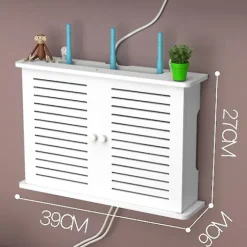 Trådløs Wifi Router Bokse Træ Boks Kabel Plus Trådfæste Væghængende Stikkontakt Hylde - single (Hvid)