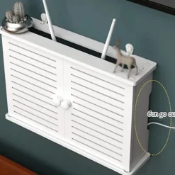 Trådløs Wifi Router Opbevaringskasser Træboks Kabel Strøm Plus Ledningsbeslag Væghængende Stikpanel