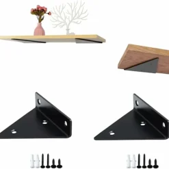 Trekant Design Hyldeknægte, Moderne Stil Forbedrer Enhver Rumindretning, Sort Belægning Tilføjer Elegance Samtidig Med At Den Modstår Korrosion, Bred Anvendelse For | Fyndiq