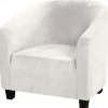 Tub Club Lænestol Betræk Semi-Rund Lænestol Betræk Vaskbar Blød Stræk Fløjl Sofa Betræk Møbelbeskytter til Bar Disk (Hvid)