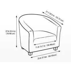 Tub Club Lænestol Betræk Semi-Rund Lænestol Betræk Vaskbar Blød Stræk Fløjl Sofa Betræk Møbelbeskytter til Bar Disk (Hvid)