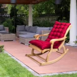 Tuftet Stolpude, Siddepude og Ryglænspude med Bindebånd, Fortykkede Gyngestolspuder til Terrasse, Have, Stue, Skridsikker Bund Premium Materiale