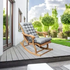 Tuftet Stolpude, Siddepude og Ryglænspude med Bindebånd, Fortykkede Gyngestolspuder til Terrasse, Have, Stue, Skridsikker Bund Premium Materiale