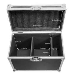 Tunge flightcases, indbyggede hjul, teleskophåndtag, opbevaring til scenelys, sort