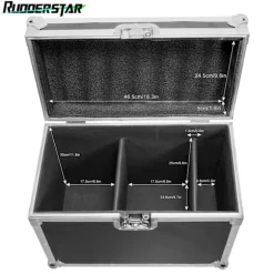 Tunge flightcases, indbyggede hjul, teleskophåndtag, opbevaring til scenelys, sort