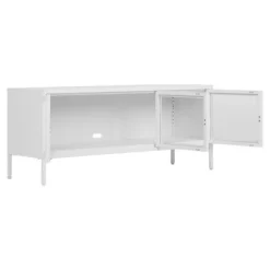 TV møbel - HOUSE NORDIC - KUBIX - Hvid metal - 3 glaspaneler - 130x40x55 cm Vit