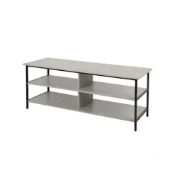 TV sidetable - AKTIVE - 110x40x45 cm - Cement effekt - Sort metalstruktur - Kan bære 30 kg - Moderne design