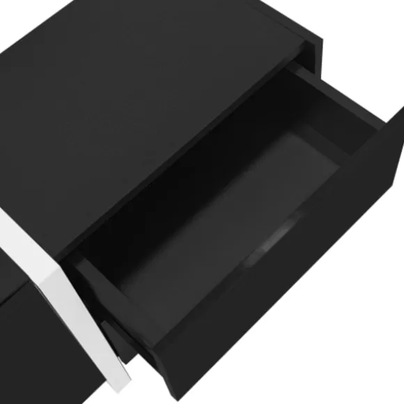 TV-bord højglans sort/hvid med LED-lys, stilfulde døre og skuffer, lavt skab Black