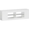 TV-bord med 6 hylder, 2 glashylder, 140 cm, hvid