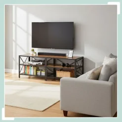 TV-bord med 4 rum, industrielt design