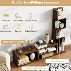 TV-bord med bogreol, passer til TV'er op til 50", brun