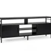 TV-bord til 65" TV med 2 skabe og 4 hylder, sort